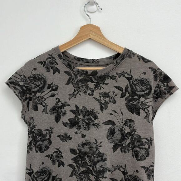 Sundry Floral Rose Cap Sleeve Muscle Sweatshirt Comfy Casual Athleisure - 0 (XS) - Picture 3 of 11